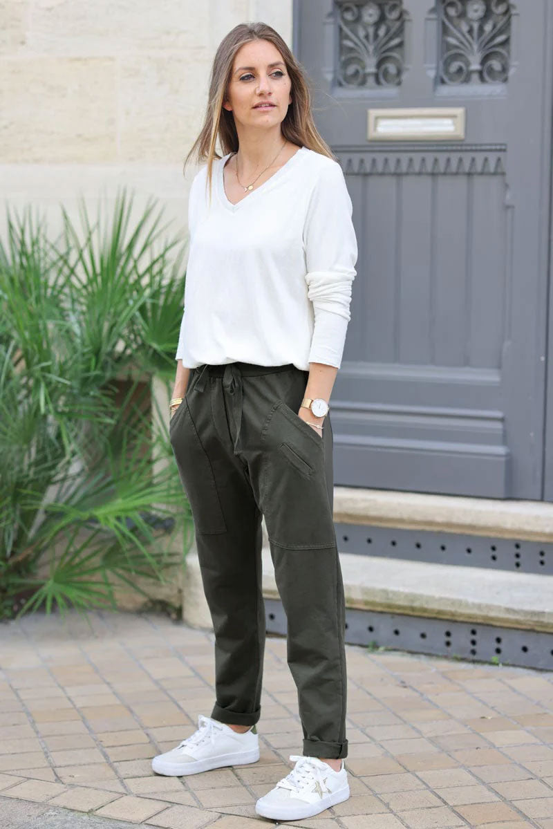 Pantalon de jogging urbain kaki foncé à poches