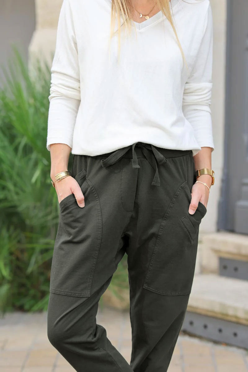 Pantalon de jogging urbain kaki foncé à poches