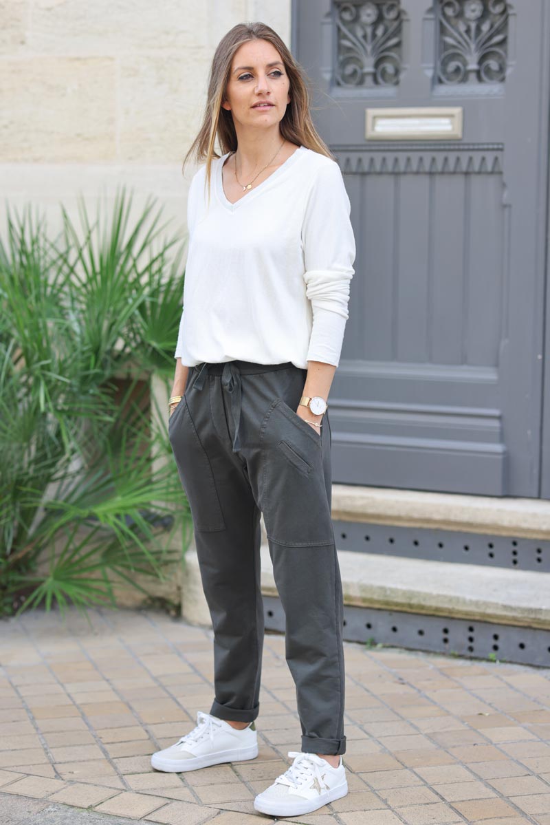 Jogging taupe fonce loose urbain grandes poches 004 (1)