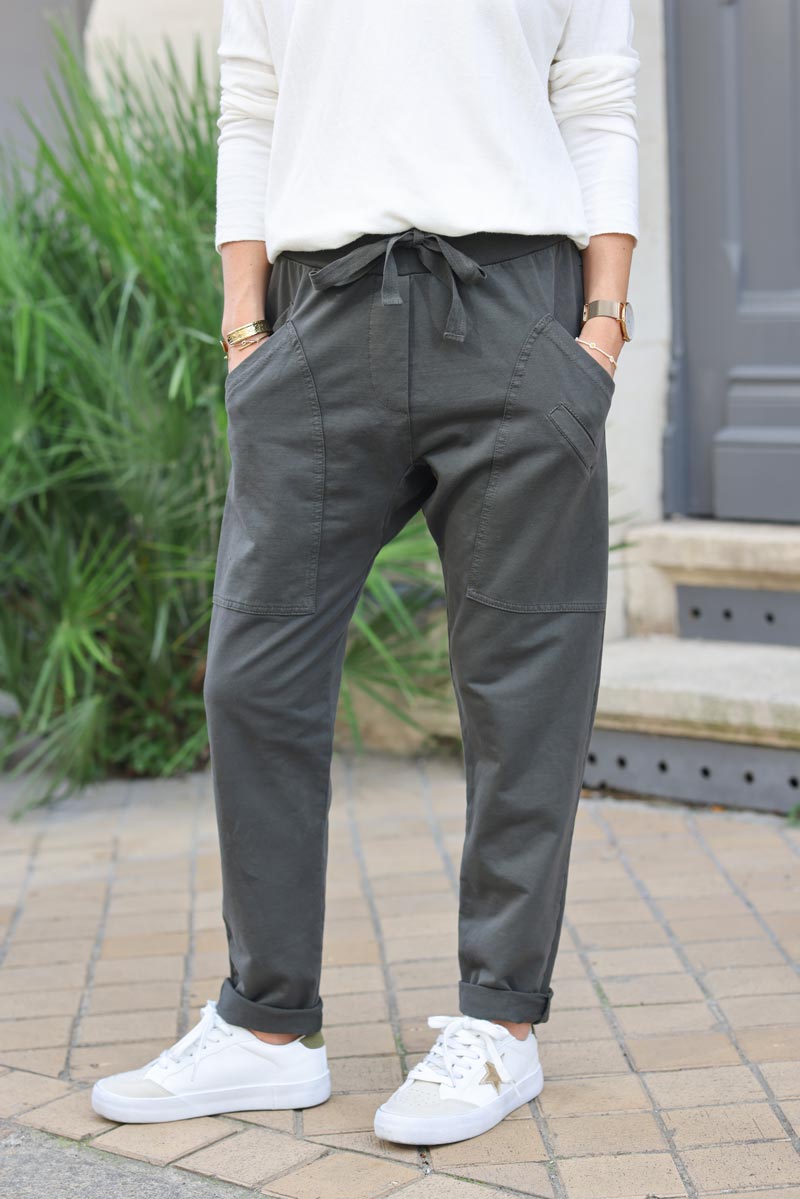 Jogging taupe fonce loose urbain grandes poches 004 (1)