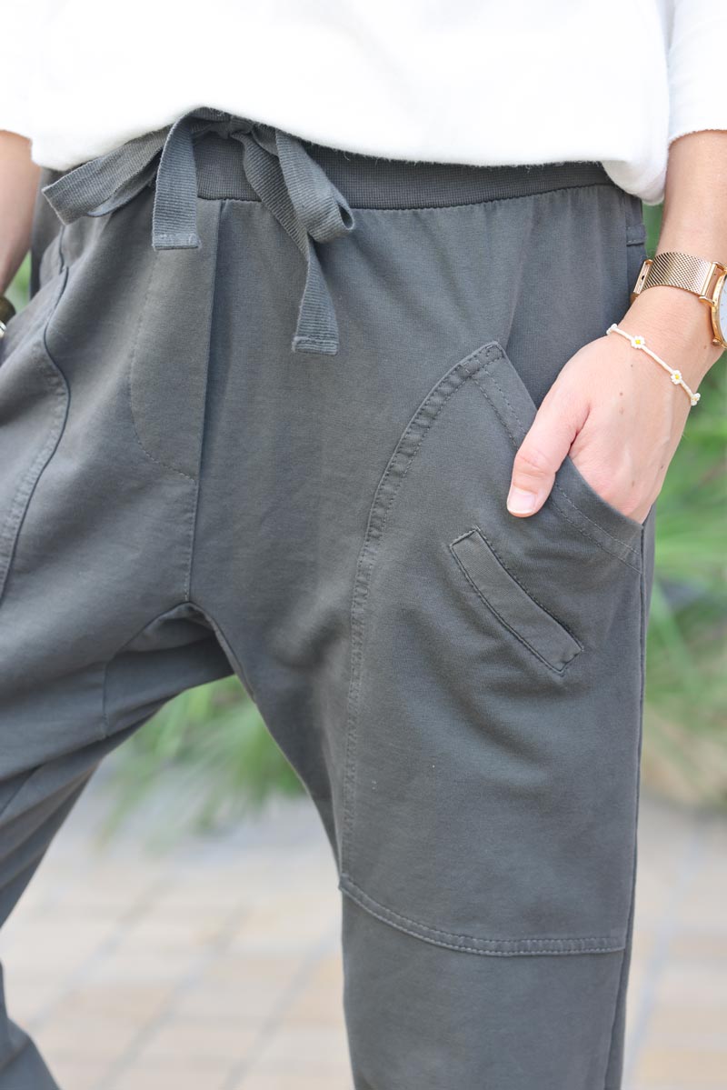 Jogging taupe fonce loose urbain grandes poches 004 (1)