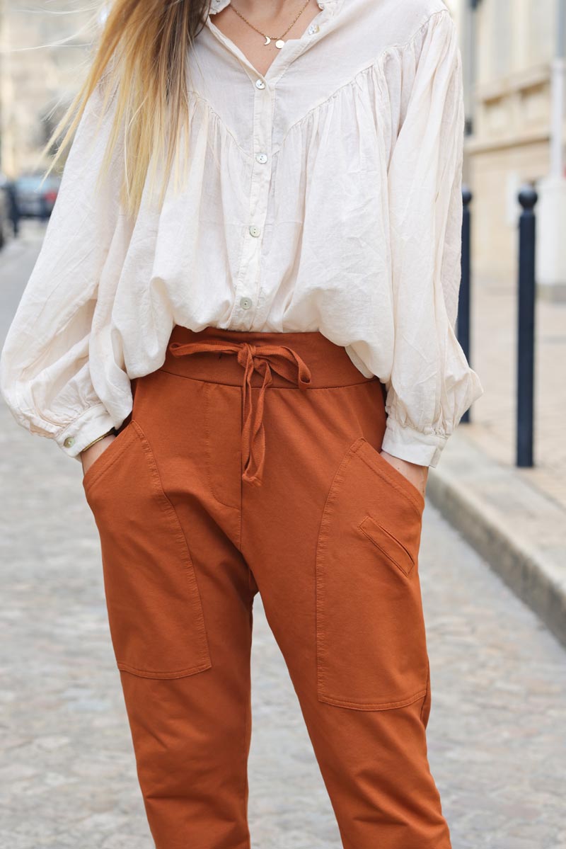 Jogging terracotta loose urbain grandes poches 004 (1)