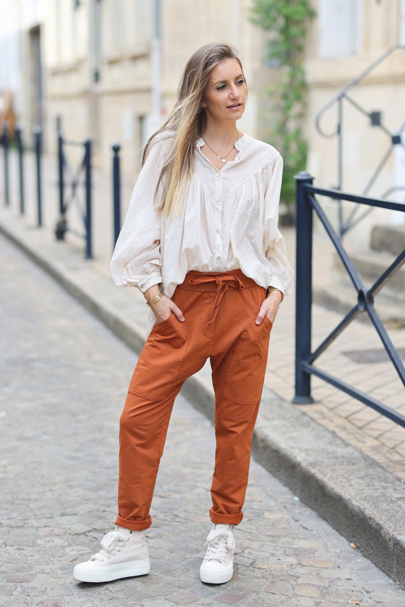 Jogging terracotta loose urbain grandes poches 004 (1)