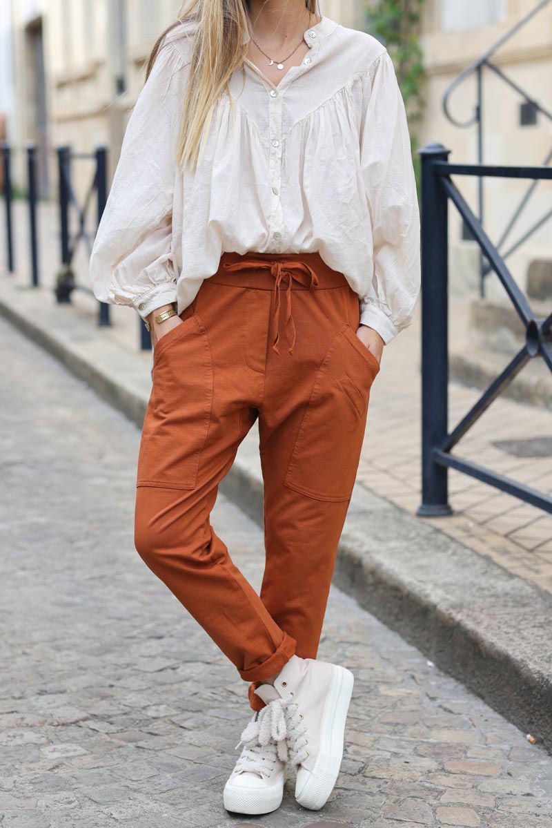 Jogging terracotta loose urbain grandes poches 004 (1)