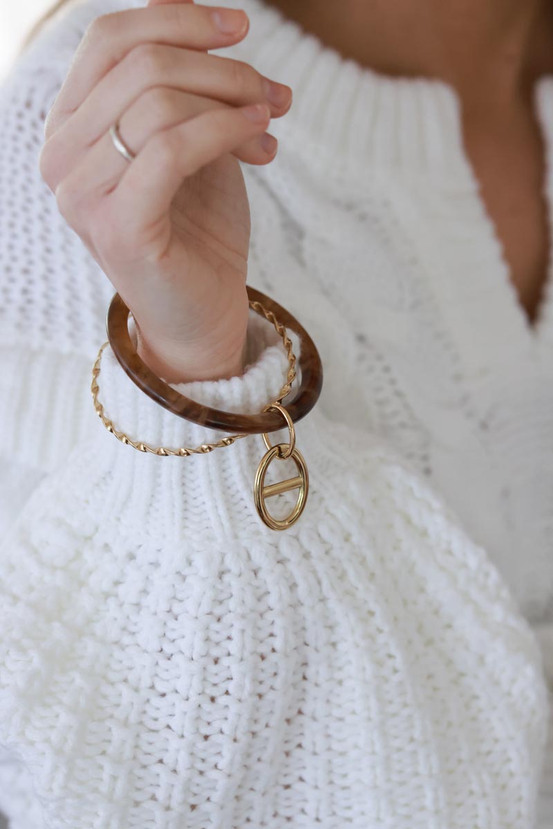 Golden Twist and Faux Tortoise Double Bangle