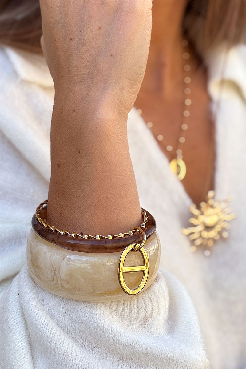 Golden Twist and Faux Tortoise Double Bangle