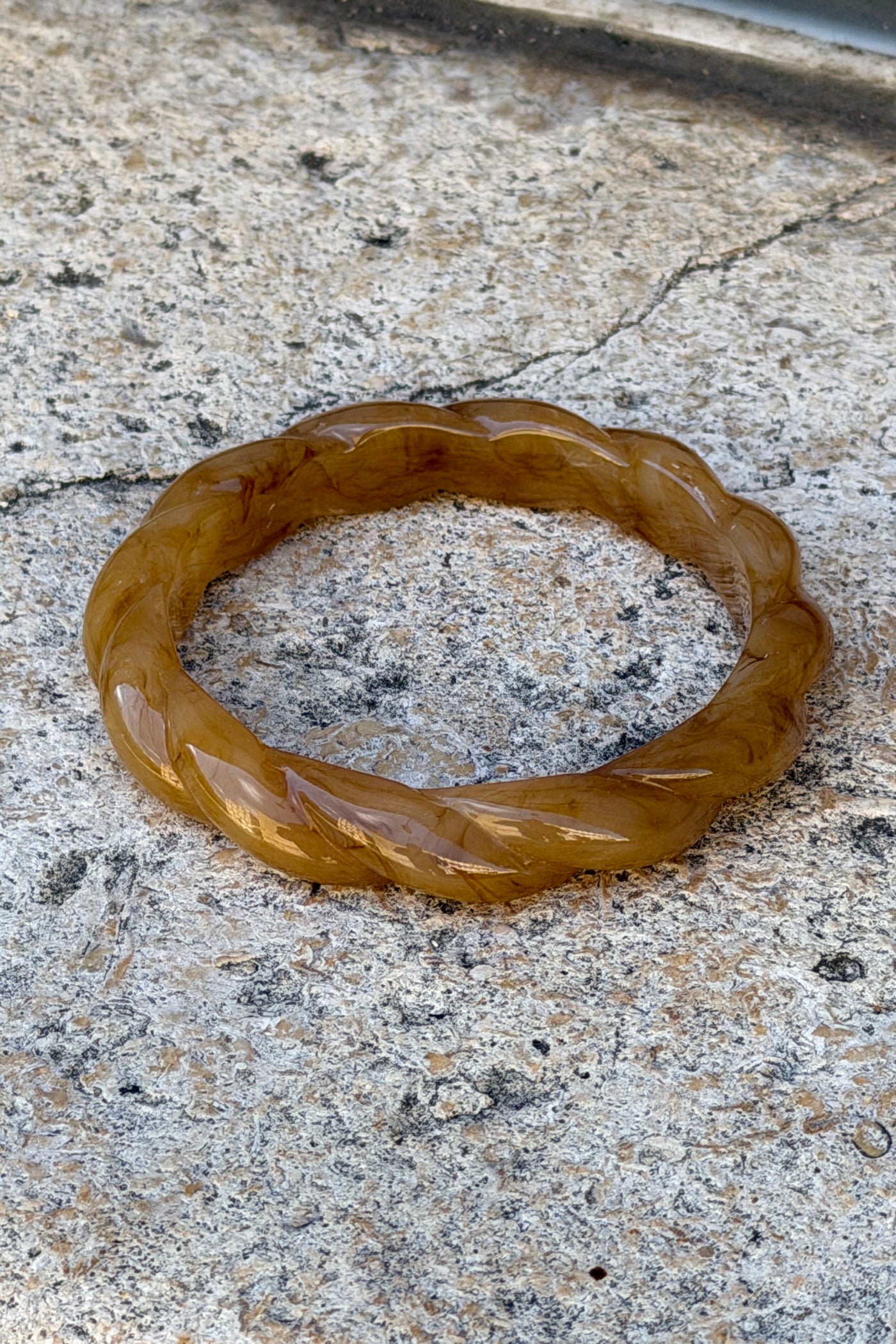 Brown Tortoise Twisted Resin Bangle