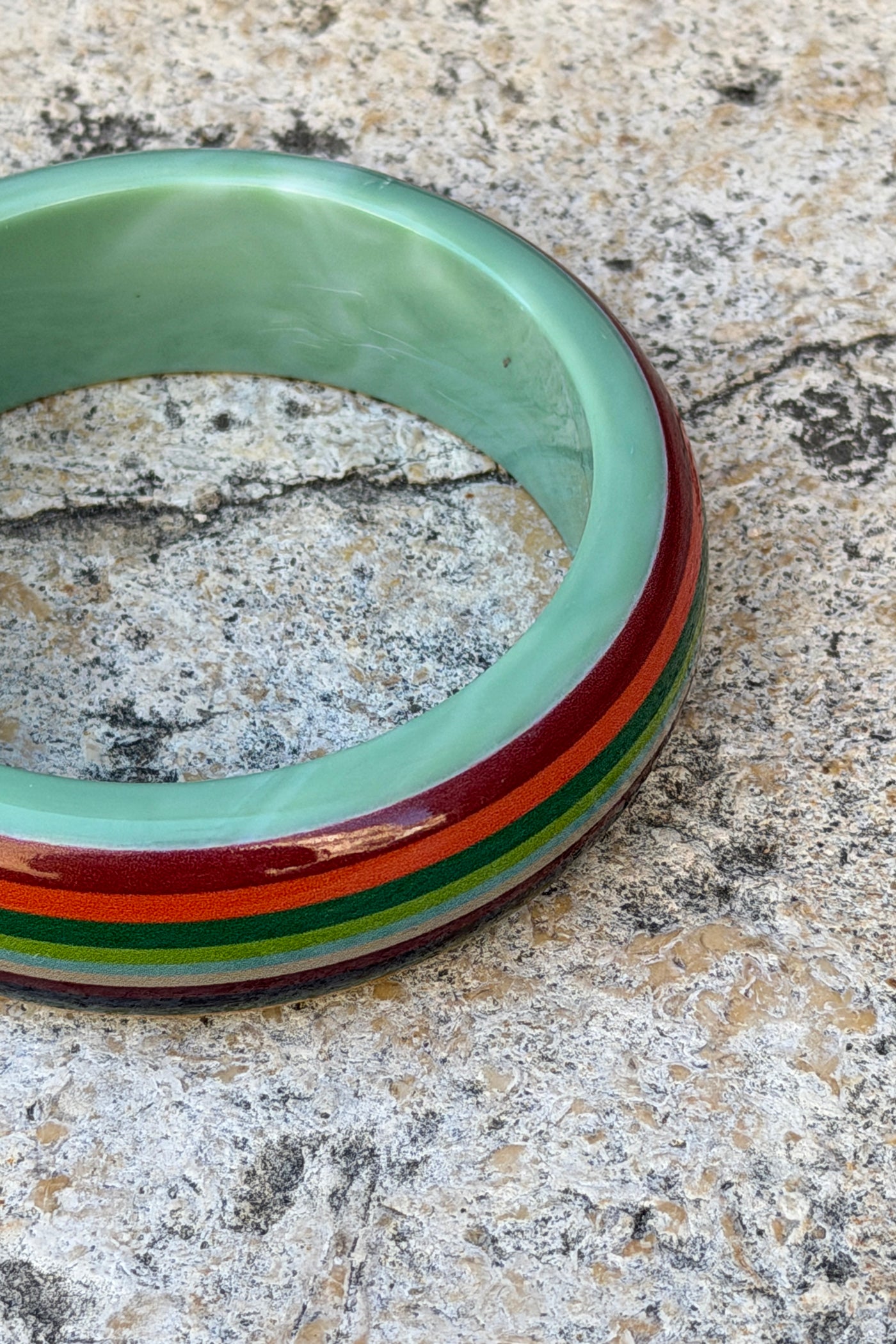 Blue Multi Vertical Stripe Wide Bangle
