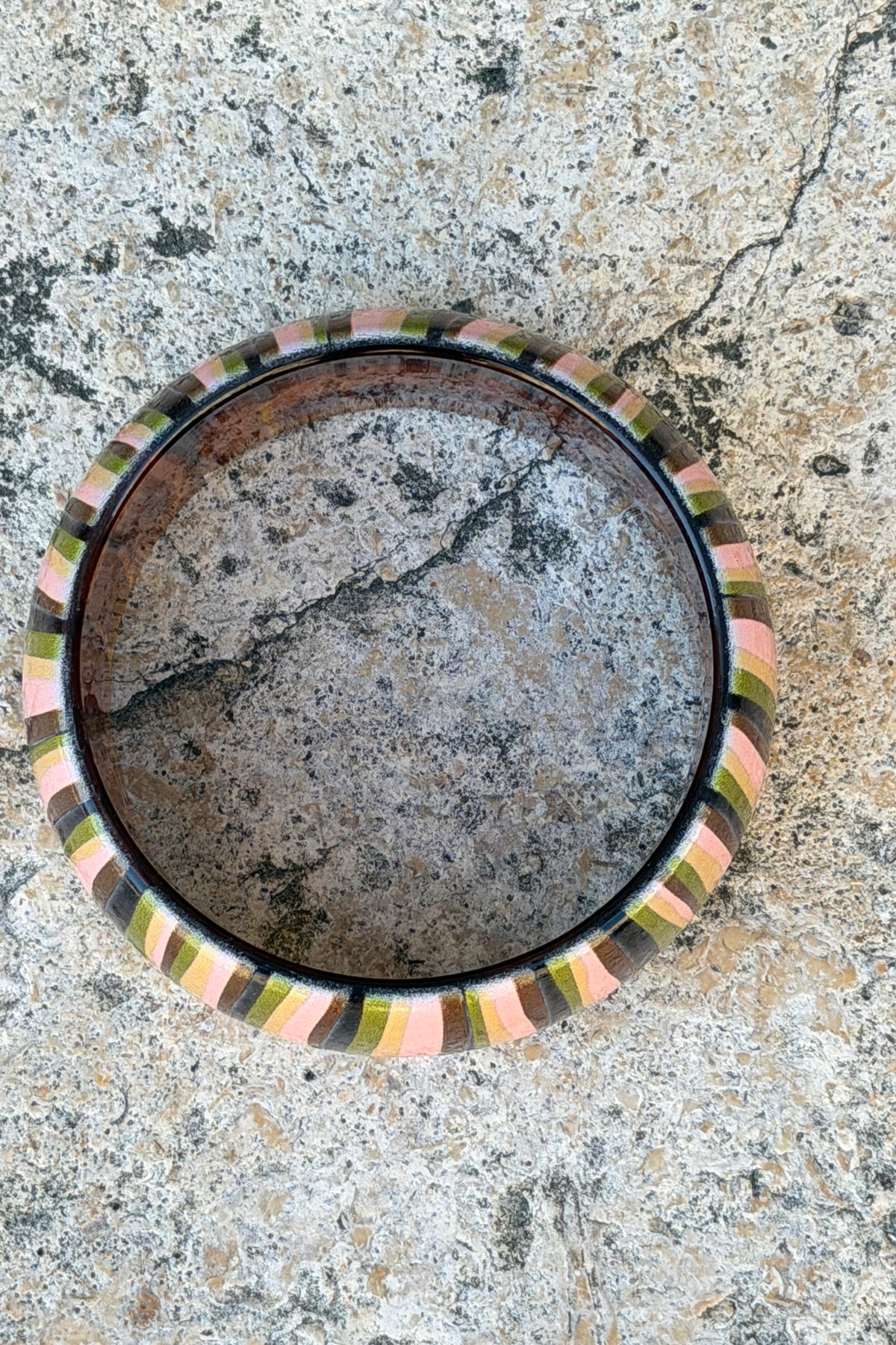 Pink Multi Horizontal Stripe Wide Bangle