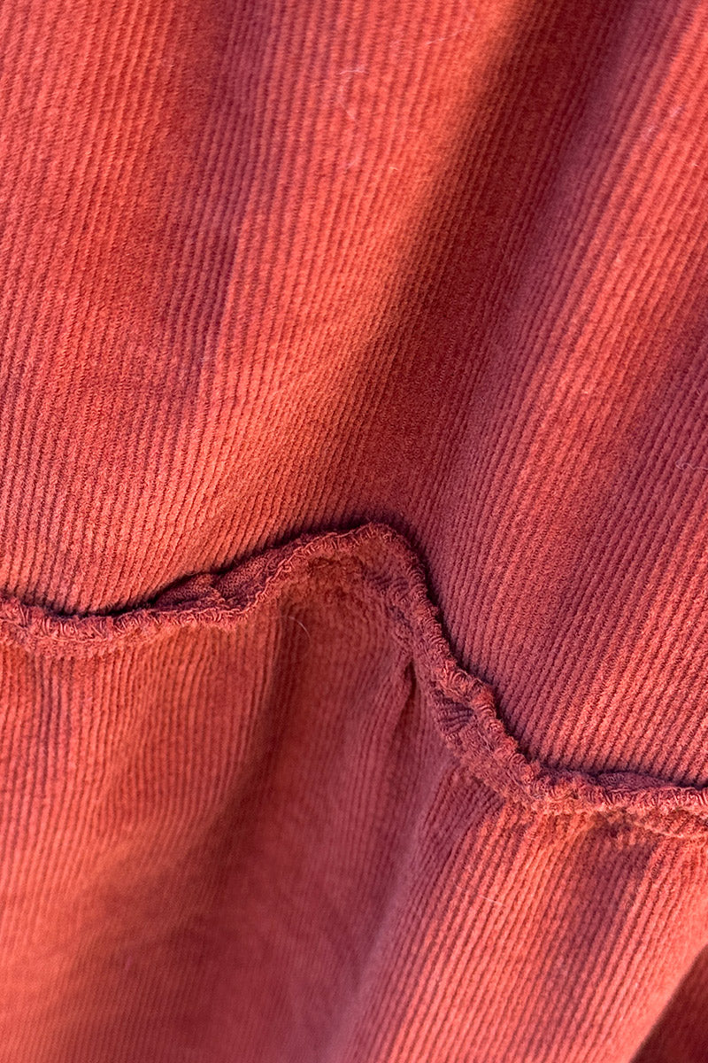 Jupe longue terracotta en velours côtelé fin ceinture élastique