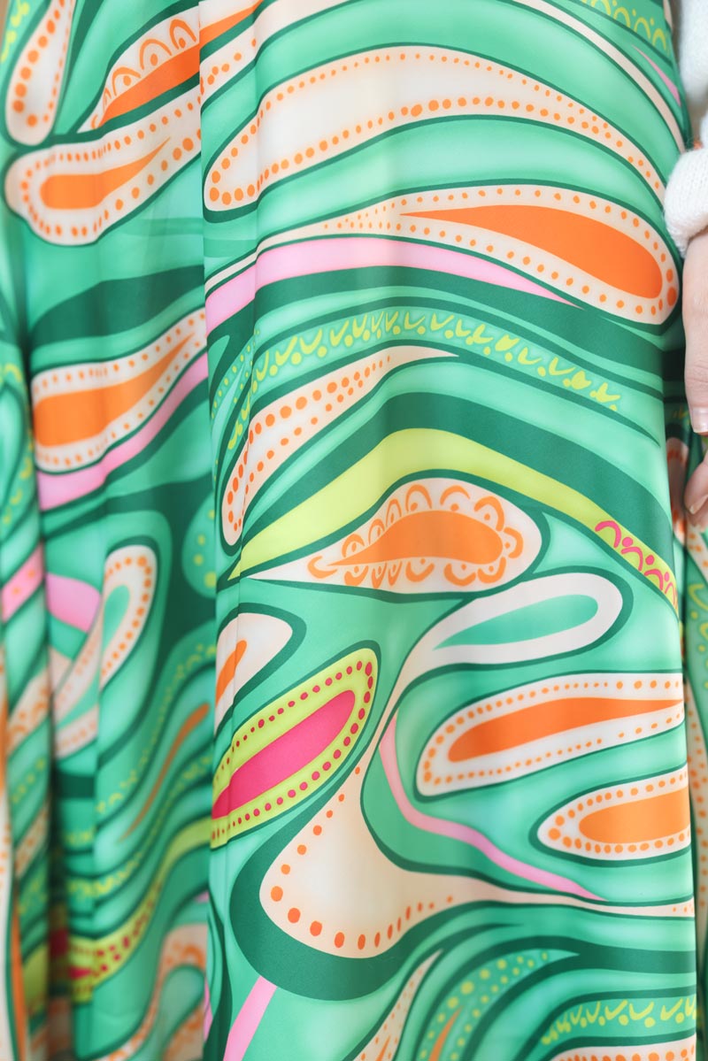 Jupe verte imprime psychedelique g028 (1)