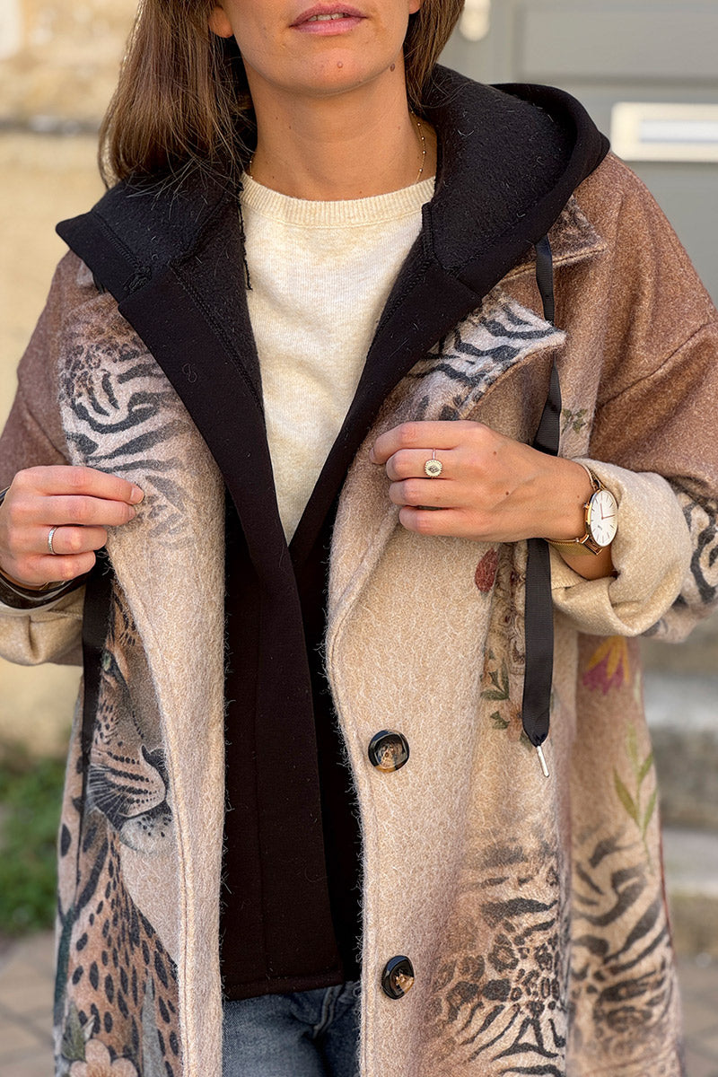 Taupe Mystic Jungle Hooded Duster
