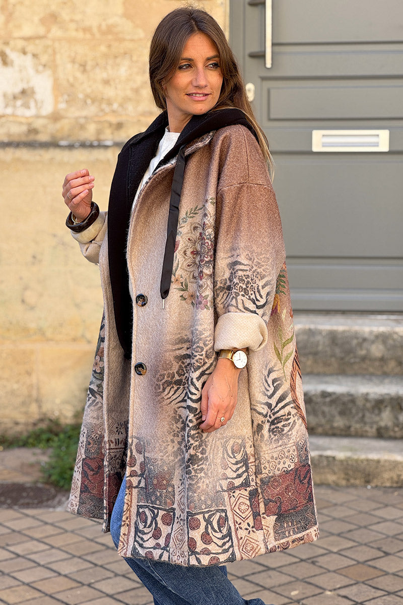 Taupe Mystic Jungle Hooded Duster