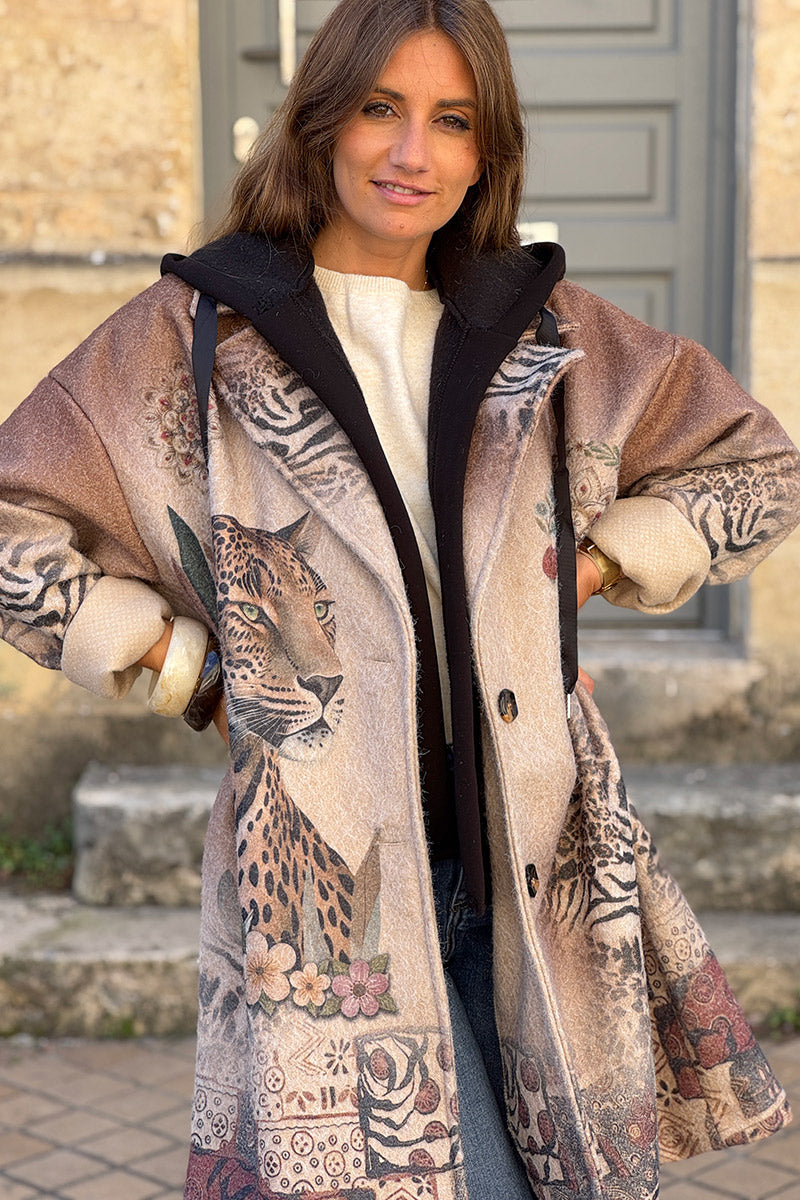 Taupe Mystic Jungle Hooded Duster