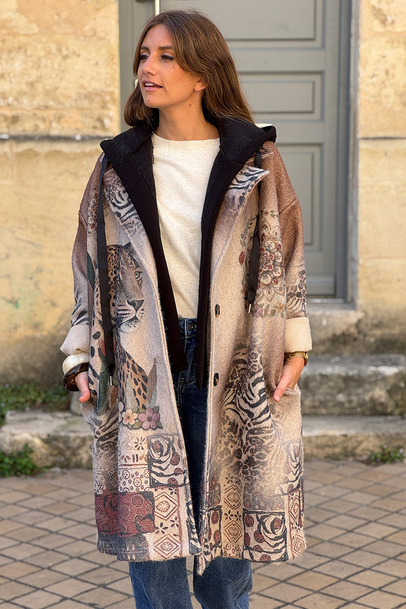 Taupe Mystic Jungle Hooded Duster