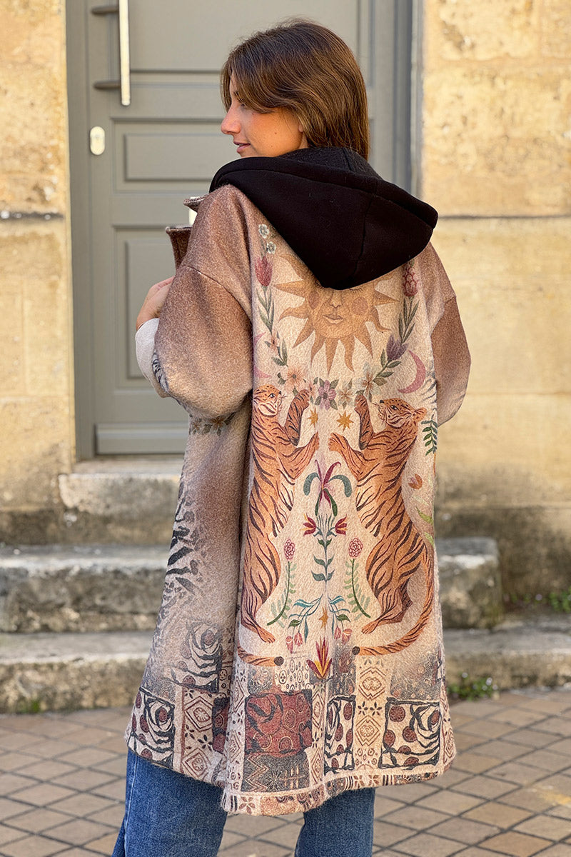 Taupe Mystic Jungle Hooded Duster