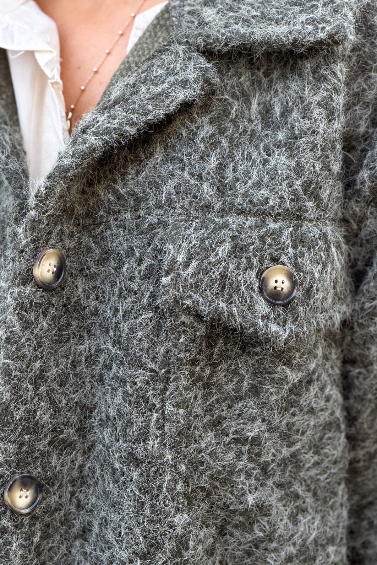 Sage Fuzzy Knit Sweater Coat