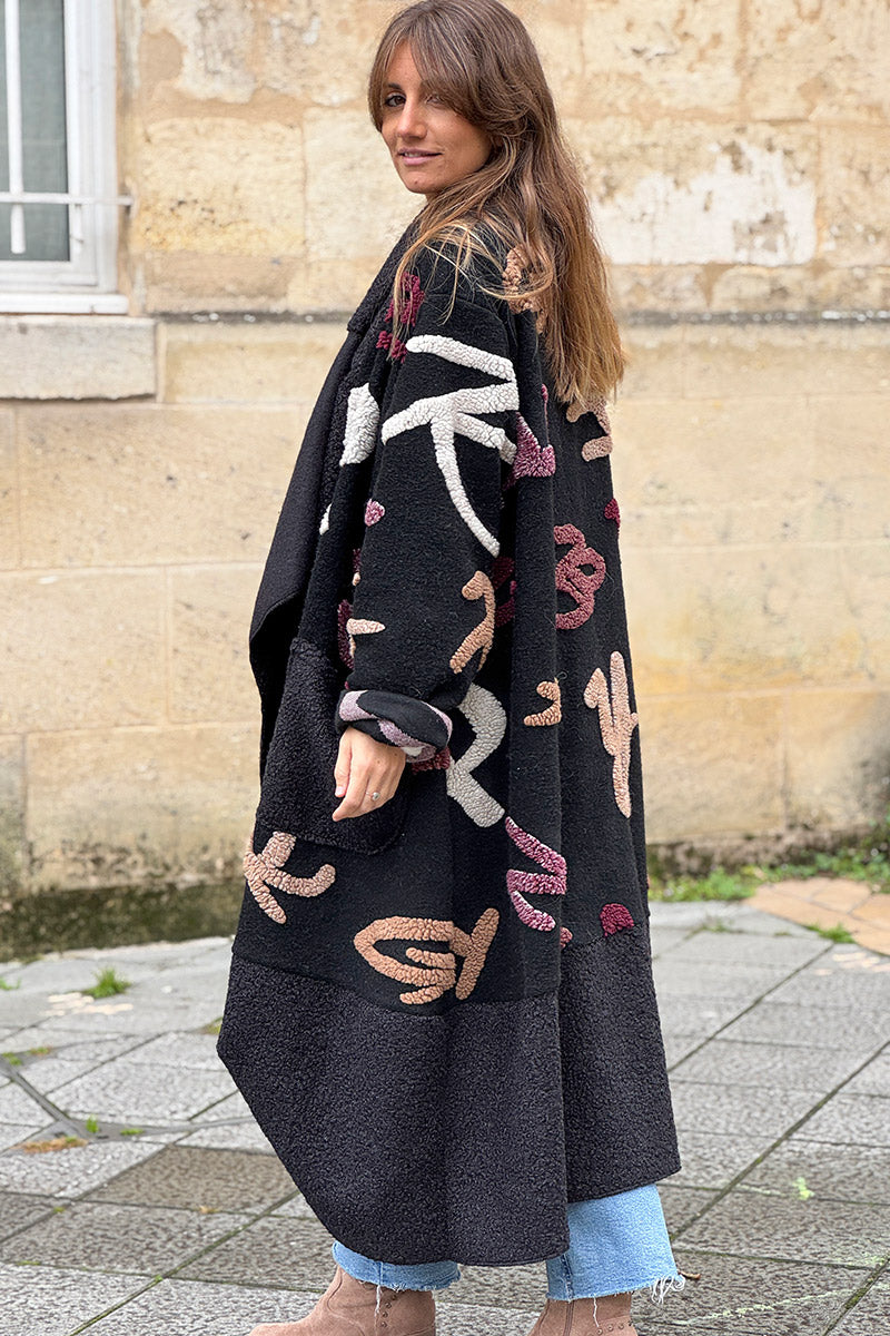 Black Designer Fleece Duster