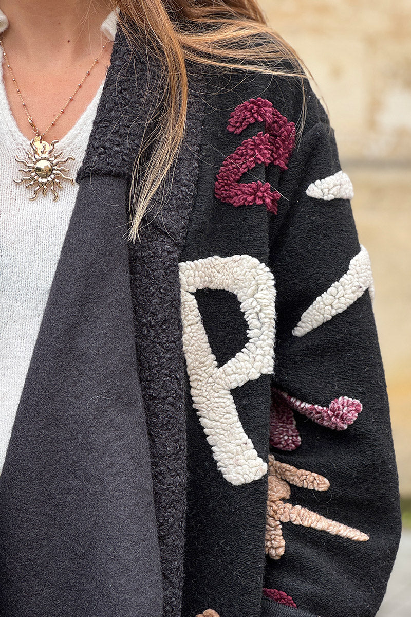 Black Designer Fleece Duster