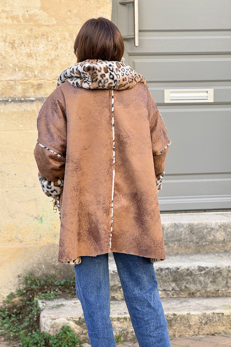 Leopard Reversible Faux Fur Coat