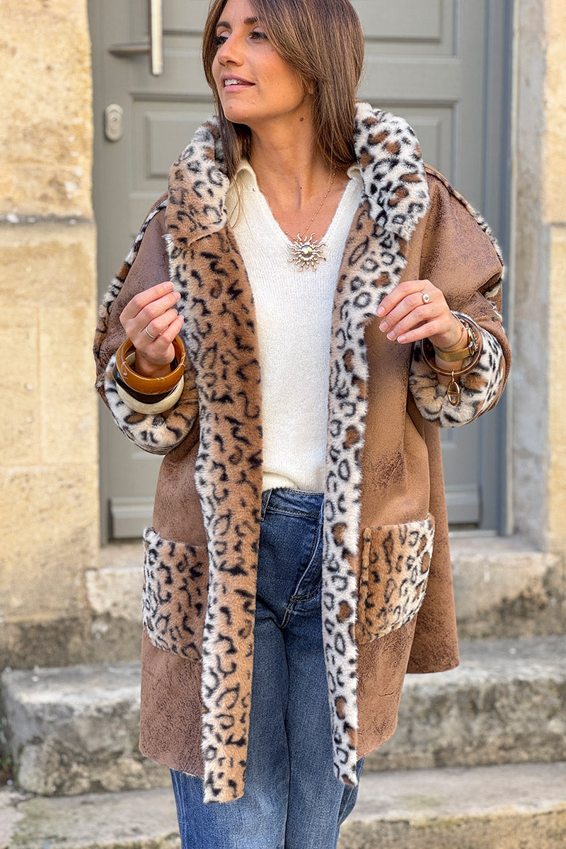 Leopard Reversible Faux Fur Coat