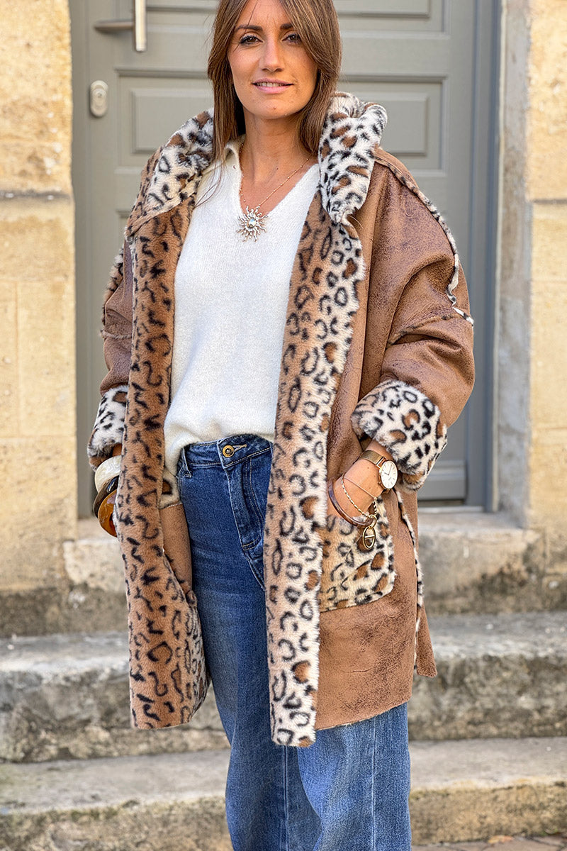 Leopard Reversible Faux Fur Coat