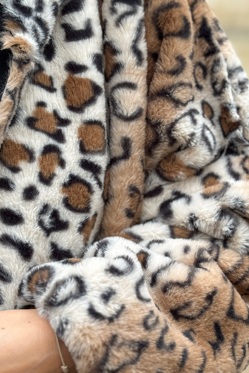 Black Leopard Reversible Faux Fur Coat