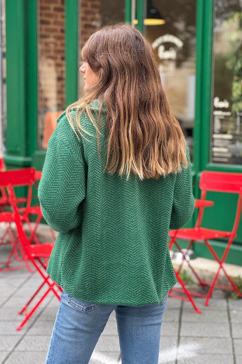 Green Herringbone Peacoat