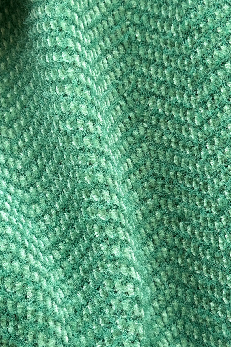 Manteau vert long et doux en maille chenille