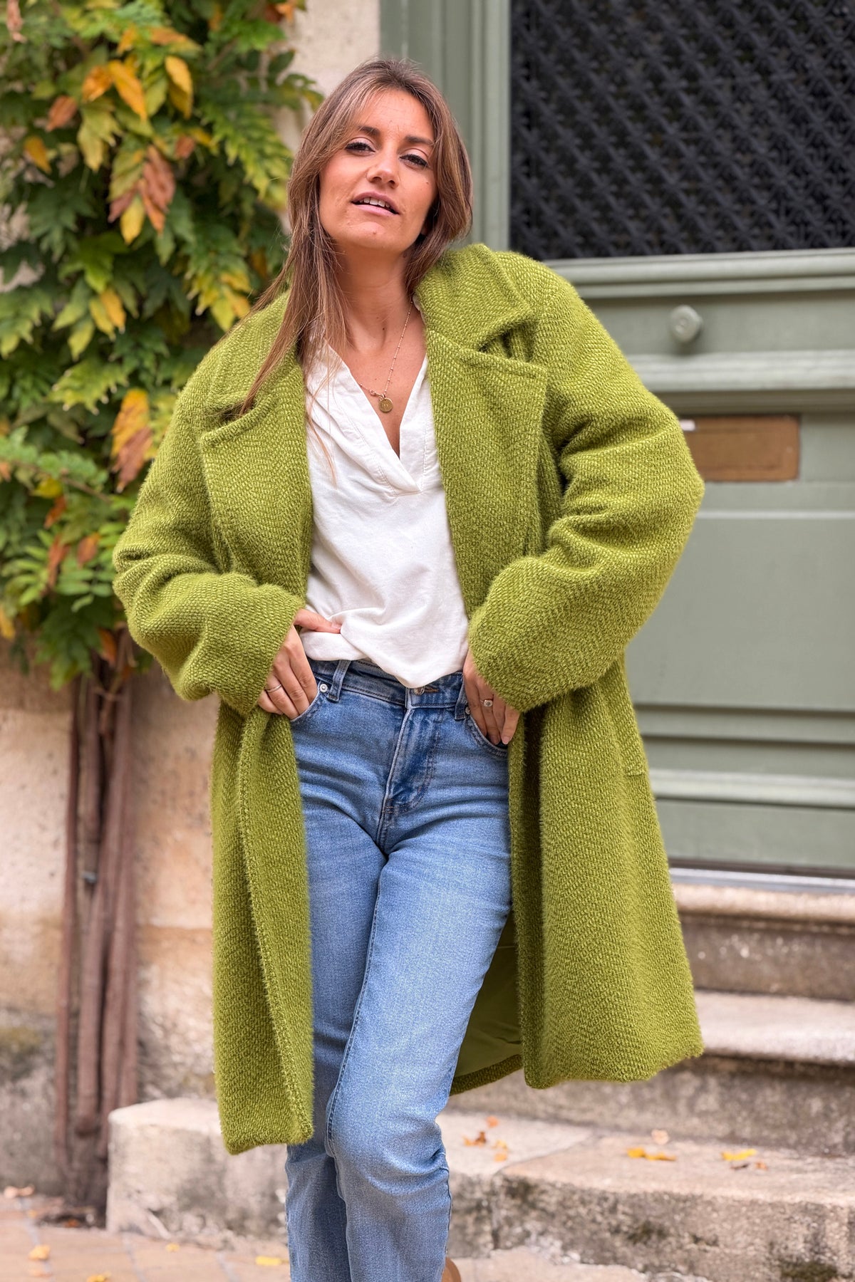 Green Moss Woven Peacoat