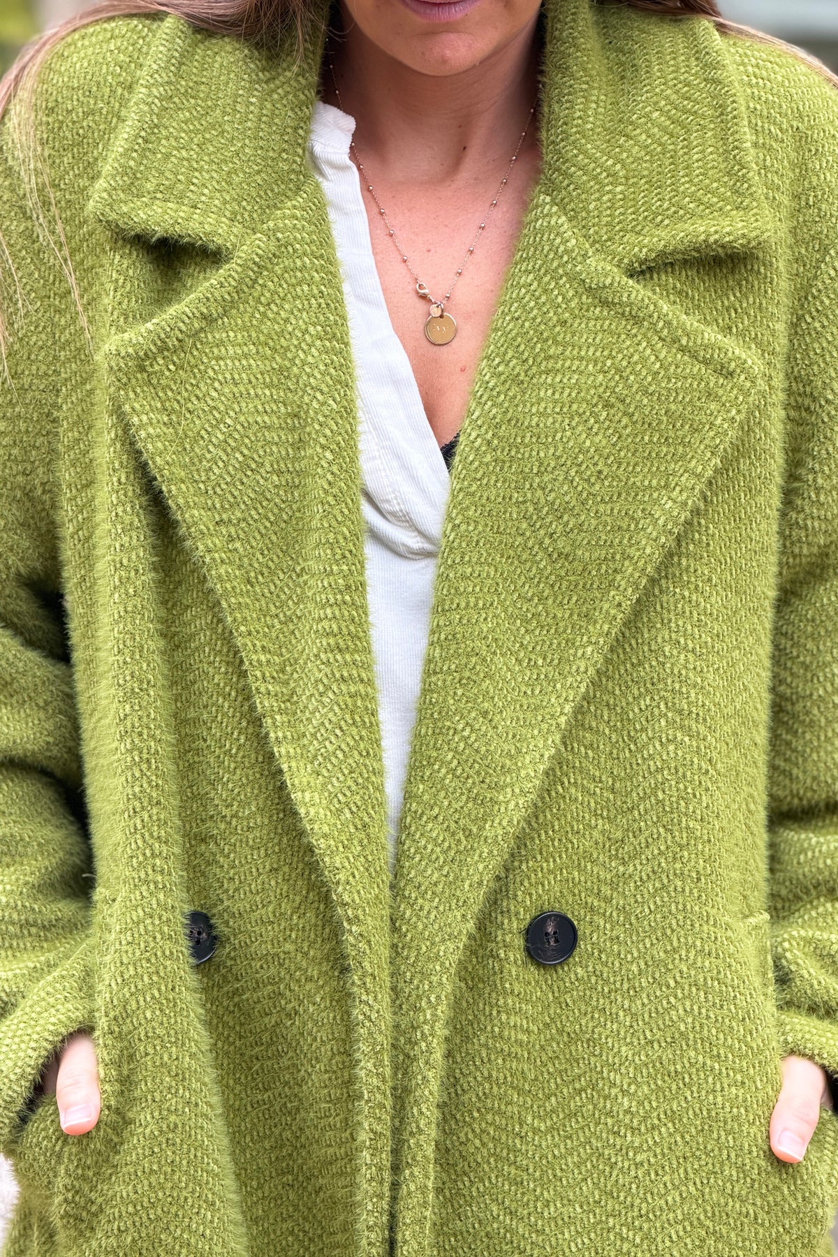 Green Moss Woven Peacoat