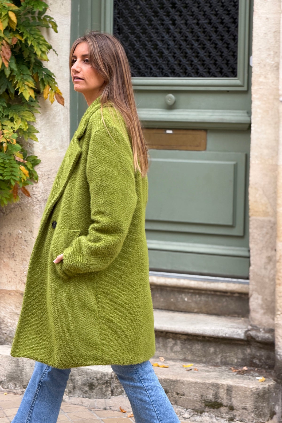Green Moss Woven Peacoat