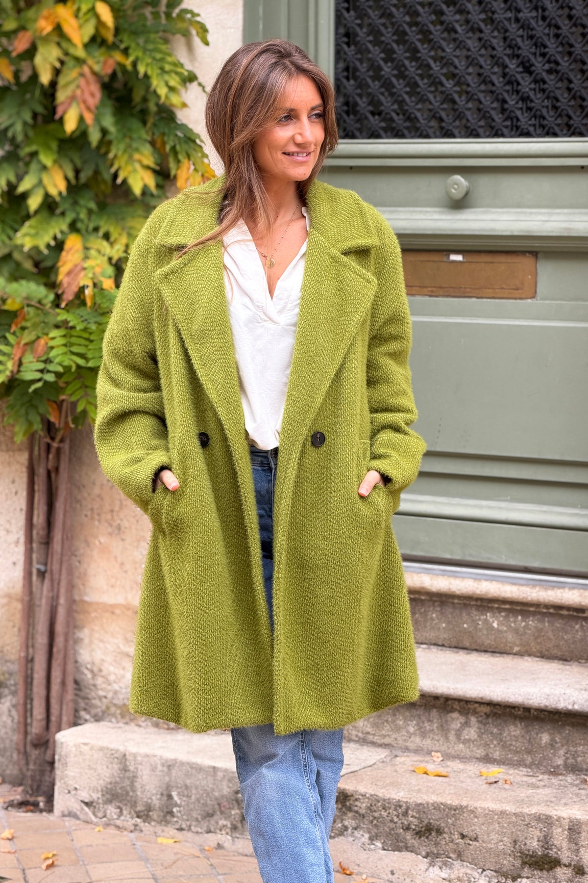 Green Moss Woven Peacoat