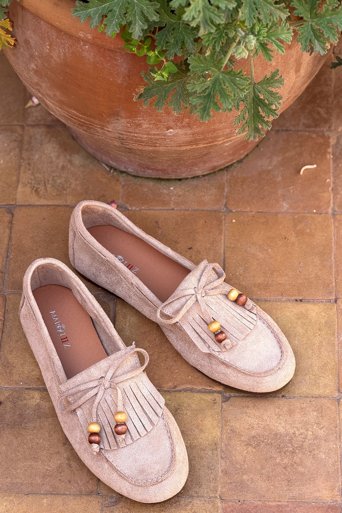 Beige Suede Moccasins