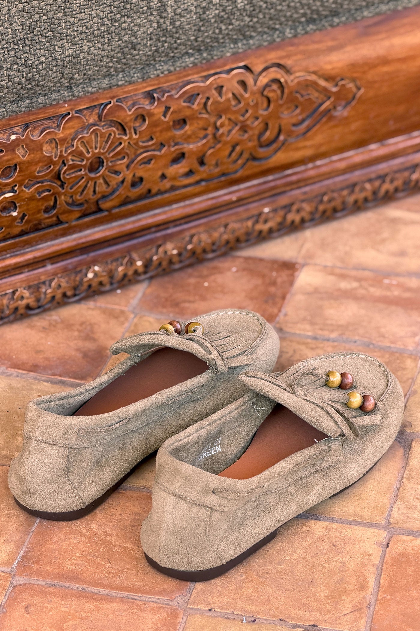 Khaki Suede Moccasins