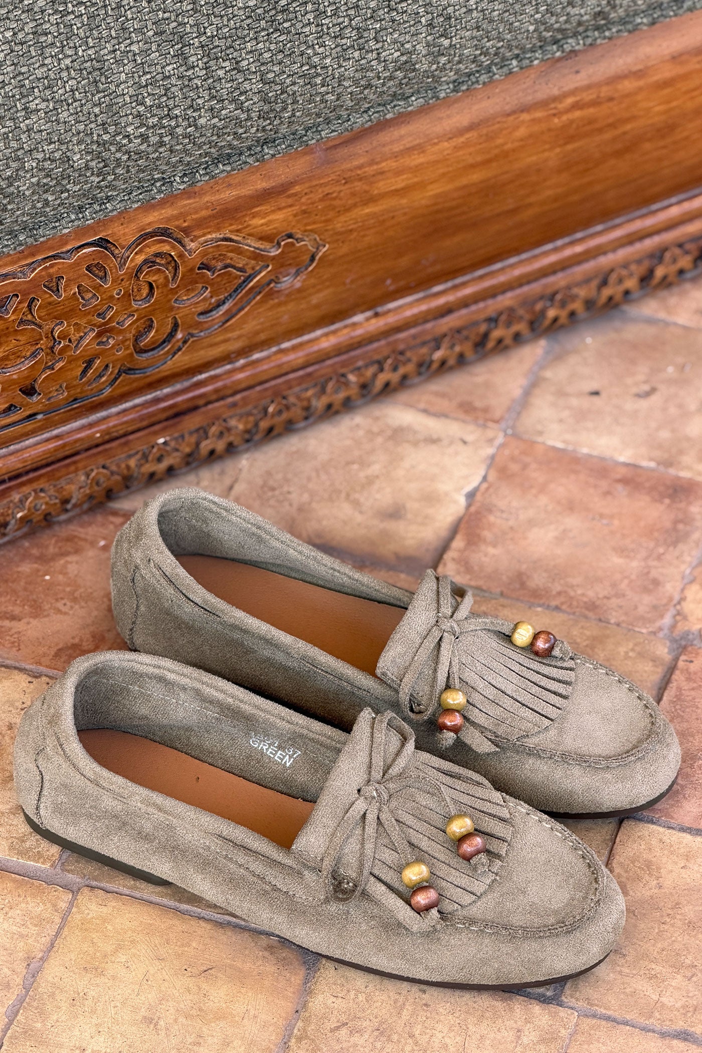 Khaki Suede Moccasins