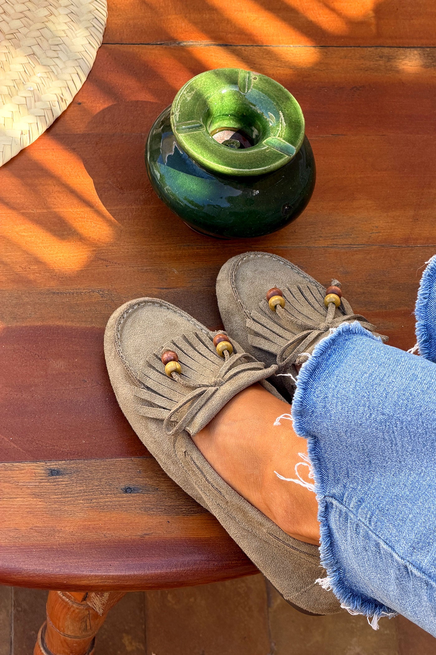 Khaki Suede Moccasins