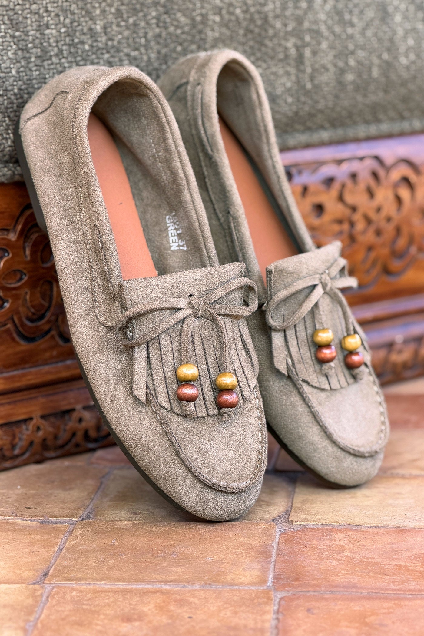Khaki Suede Moccasins