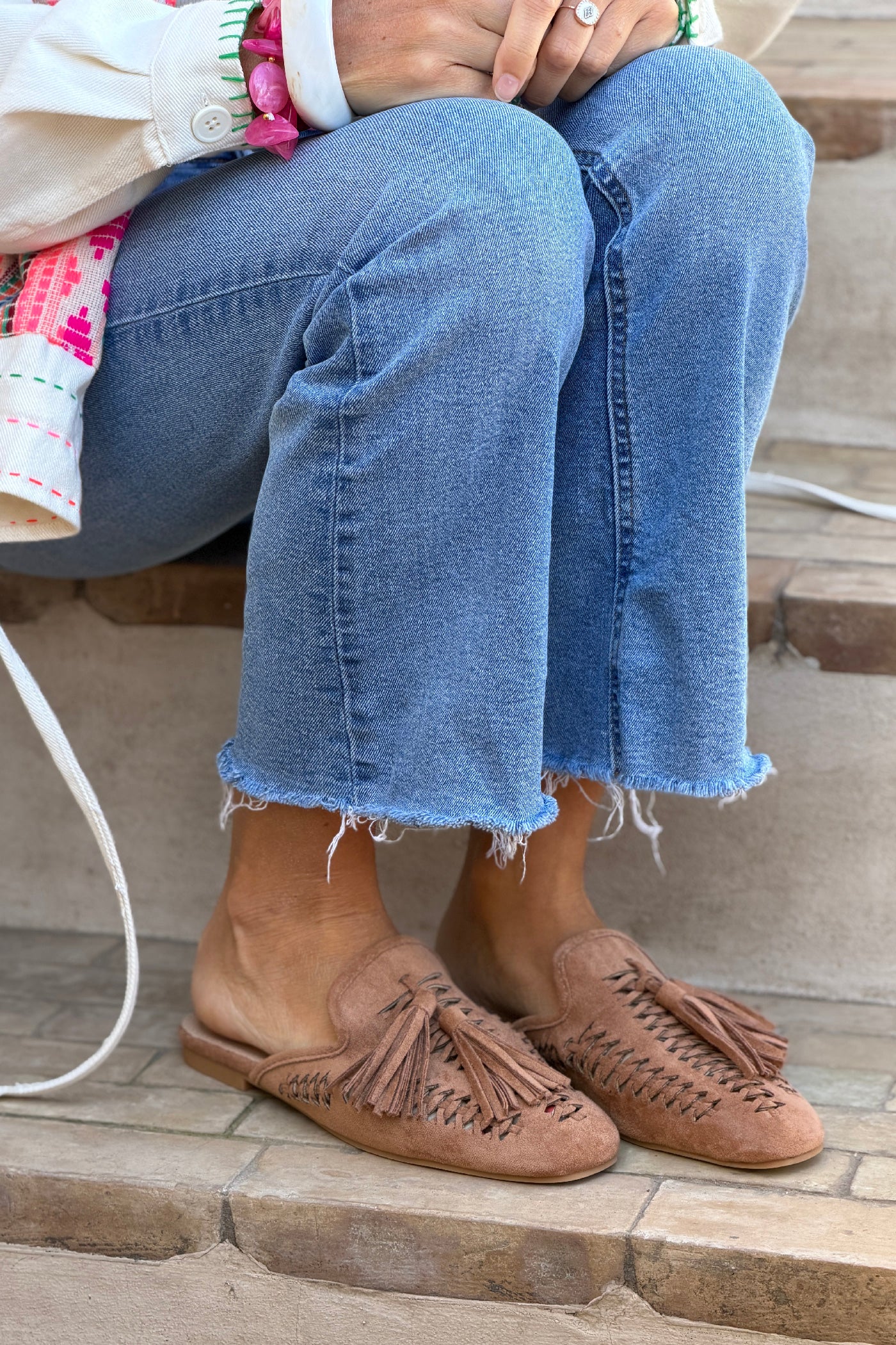 Camel suedet Huarache Slides