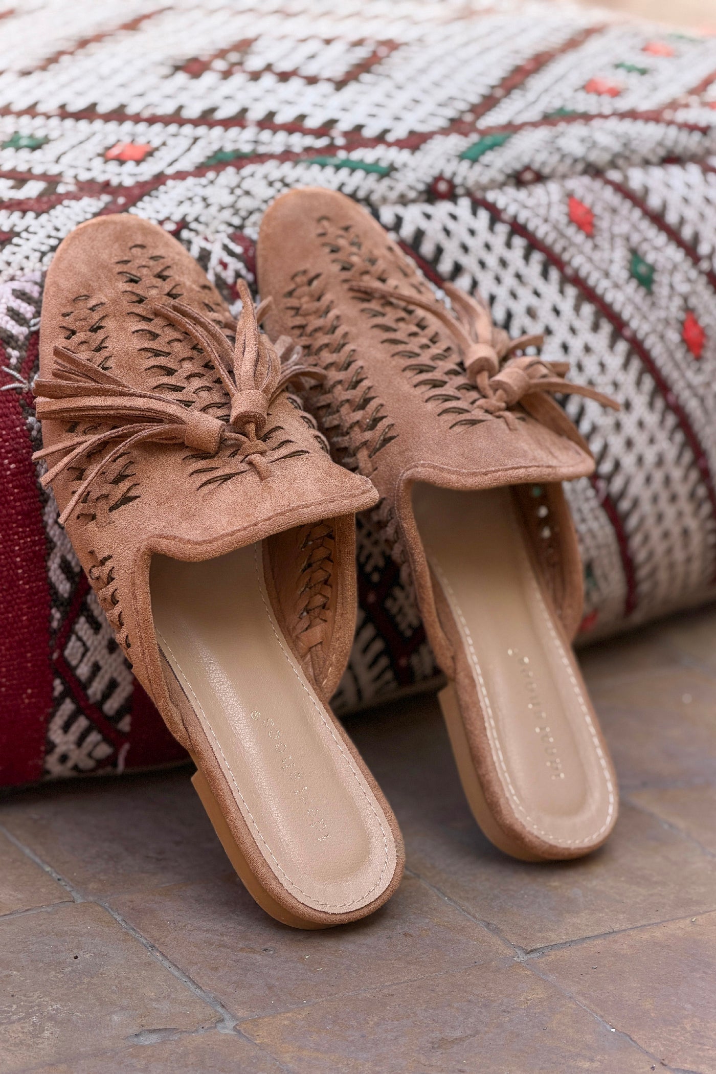 Camel suedet Huarache Slides