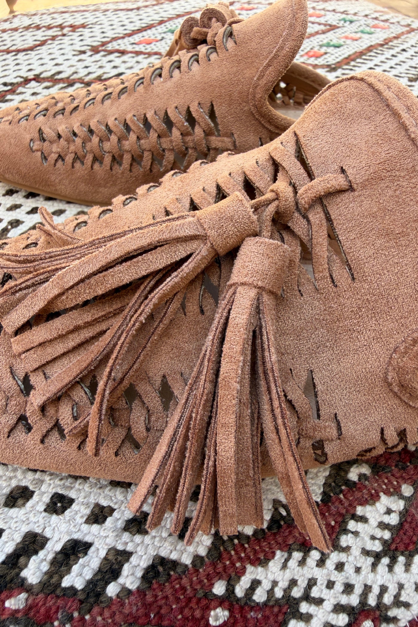 Camel suedet Huarache Slides