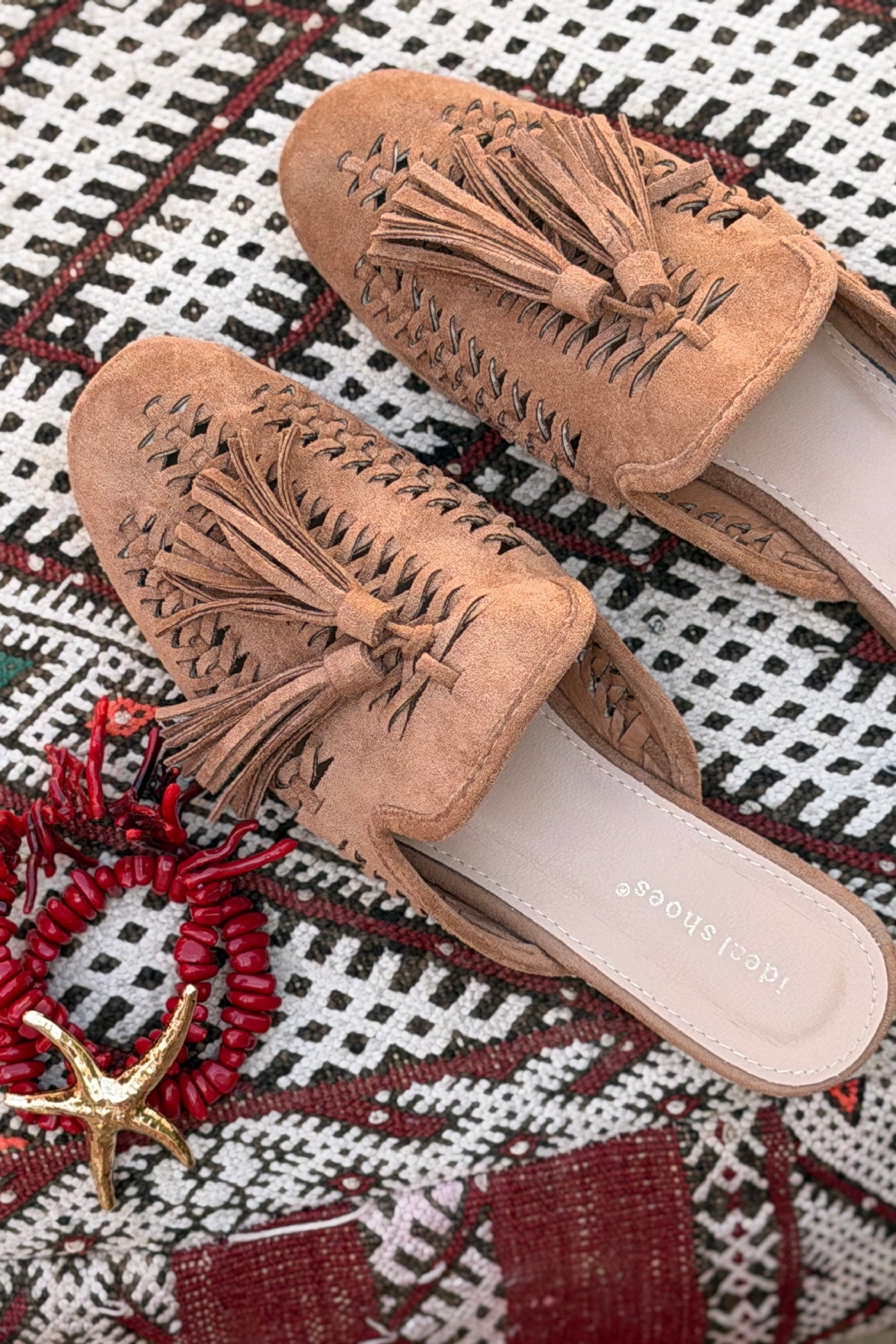 Camel suedet Huarache Slides