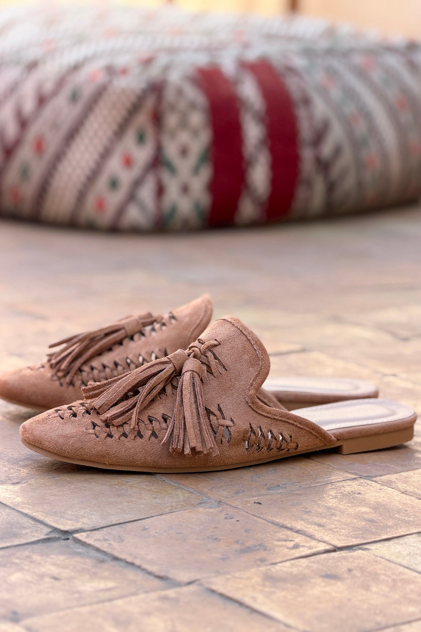 Camel suedet Huarache Slides