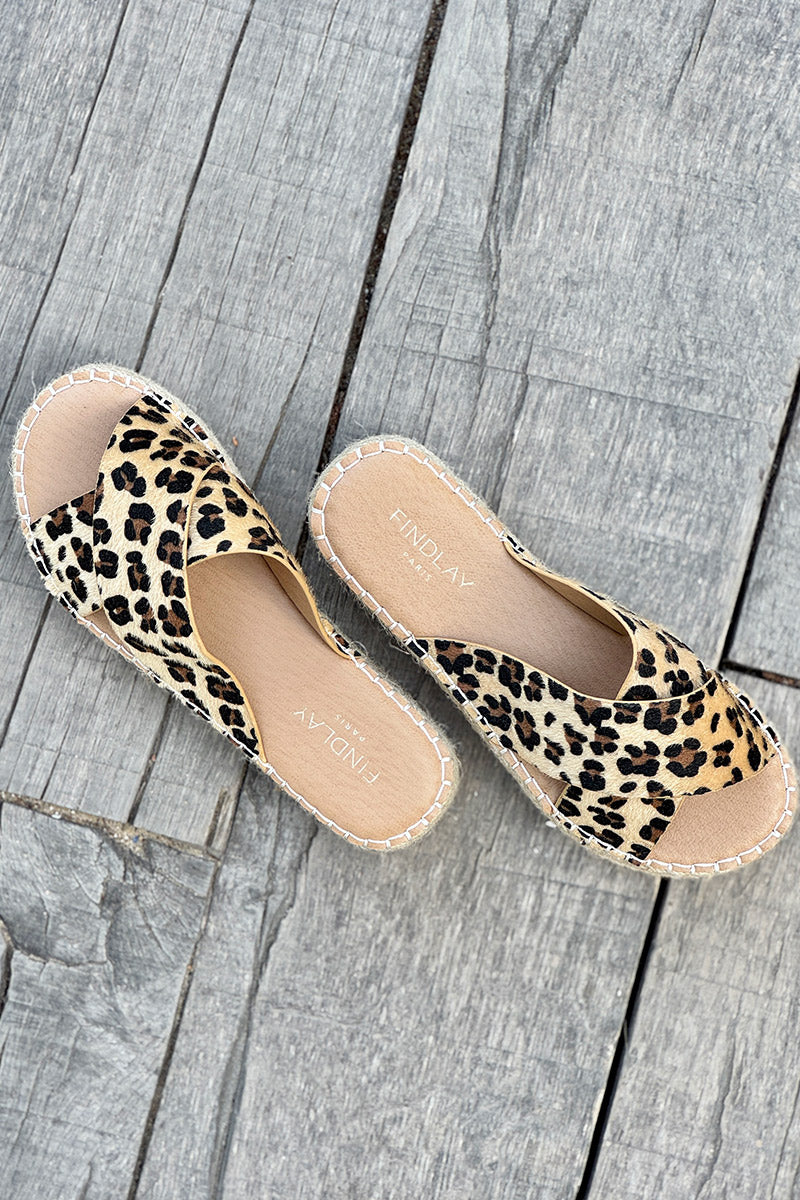 Leopard Faux Fur X-Band Espadrilles