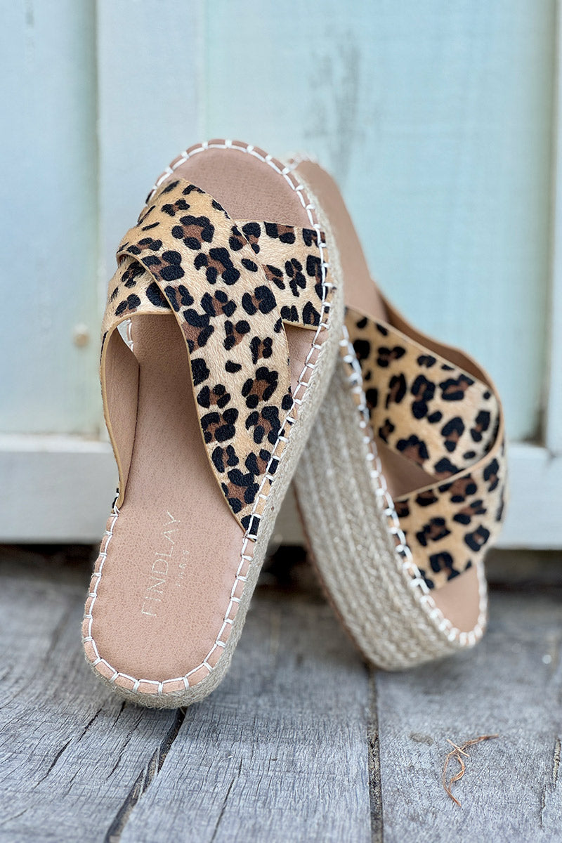 Leopard Faux Fur X-Band Espadrilles