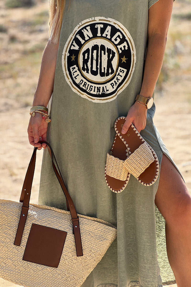 Beige Basket Weave Slides