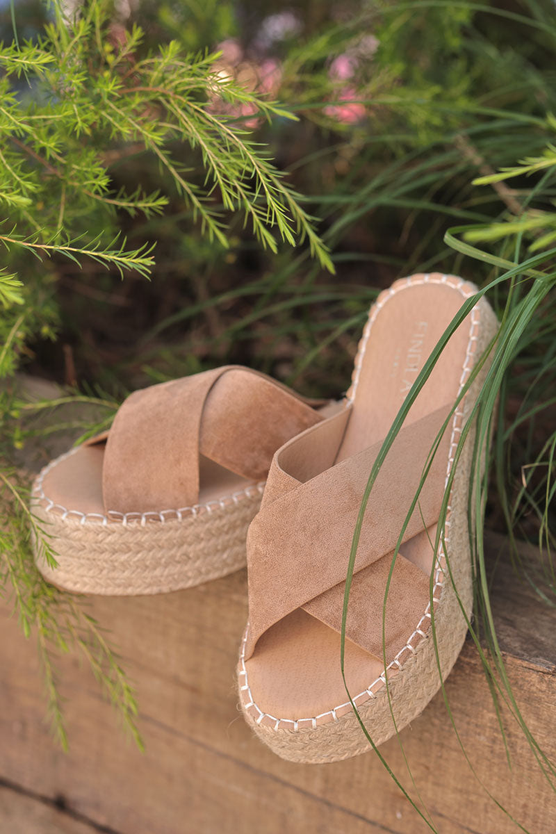 Light Brown X-Band Sueded Mules