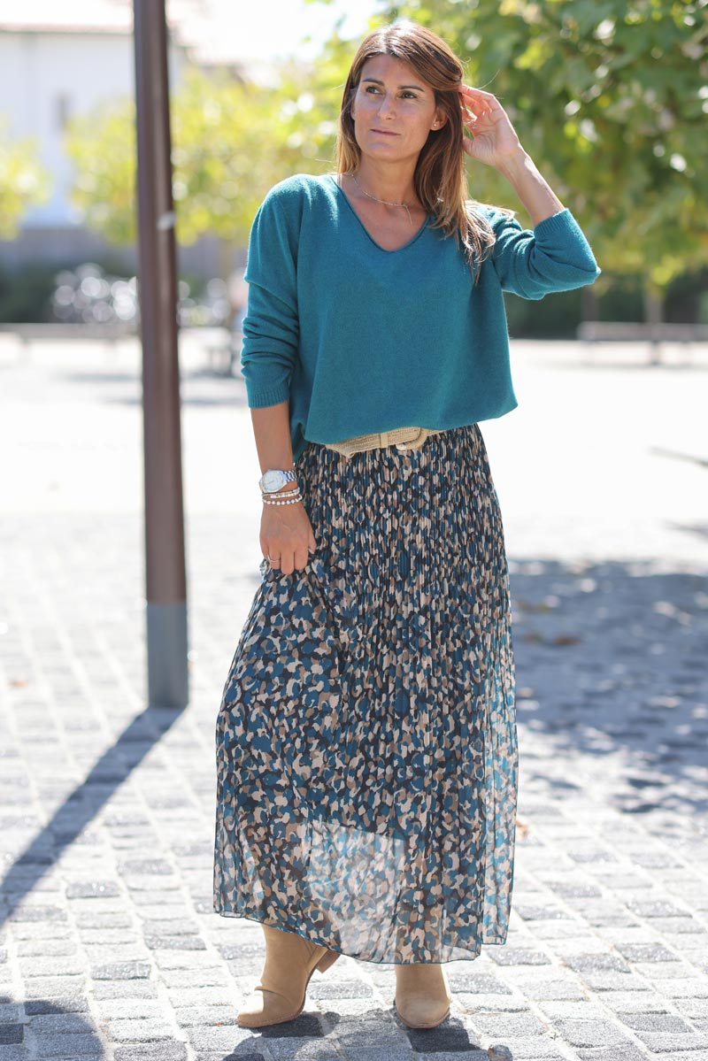 PULL BASIQUE TOUT DOUX SANS COUTURE LONG DERRIERE VERT CANARD D001 (1)