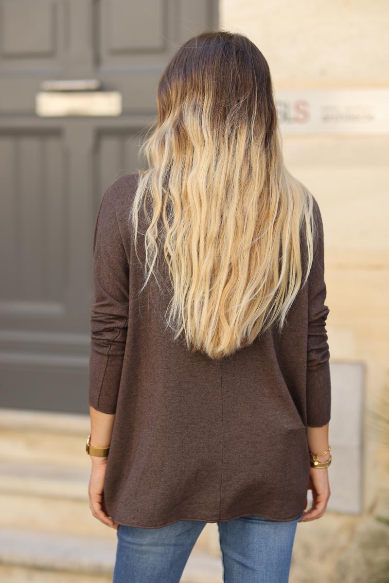 PULL JERSEY STRETCH CONFORT CHOCOLAT ETOILE SEQUINS (1)