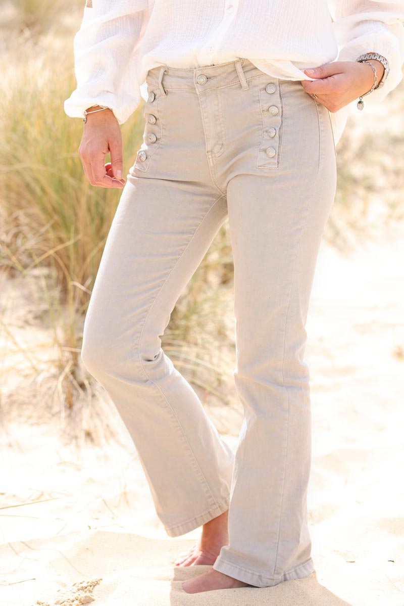 Pantalon best sale evase beige